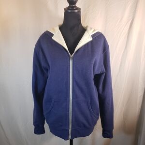 Independent Trading Company Men's Blue Zip-Up Sweater with Hood - L